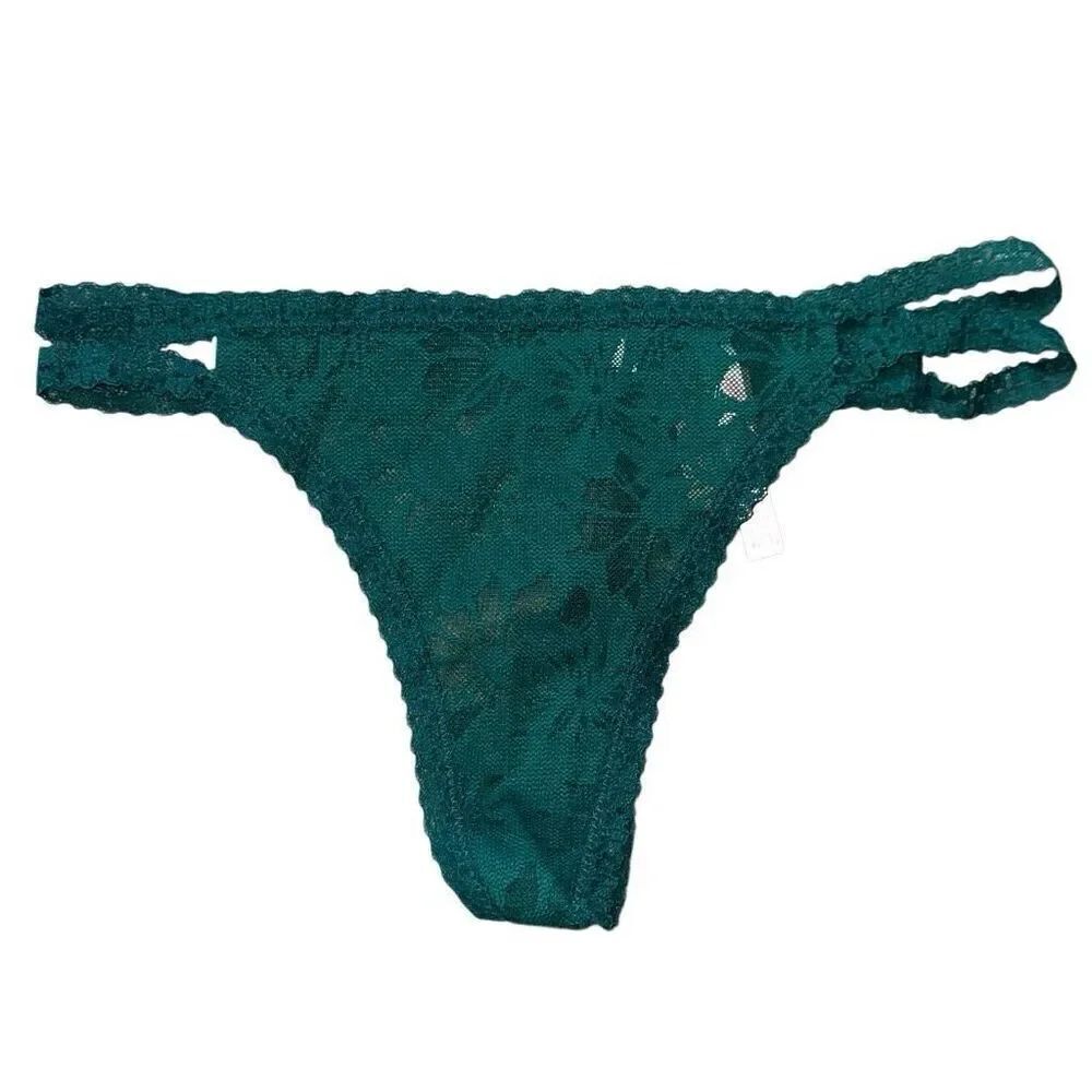 Victoria’s Secret Pink 2021 Sz M NWT dark emerald green floral lace double, two